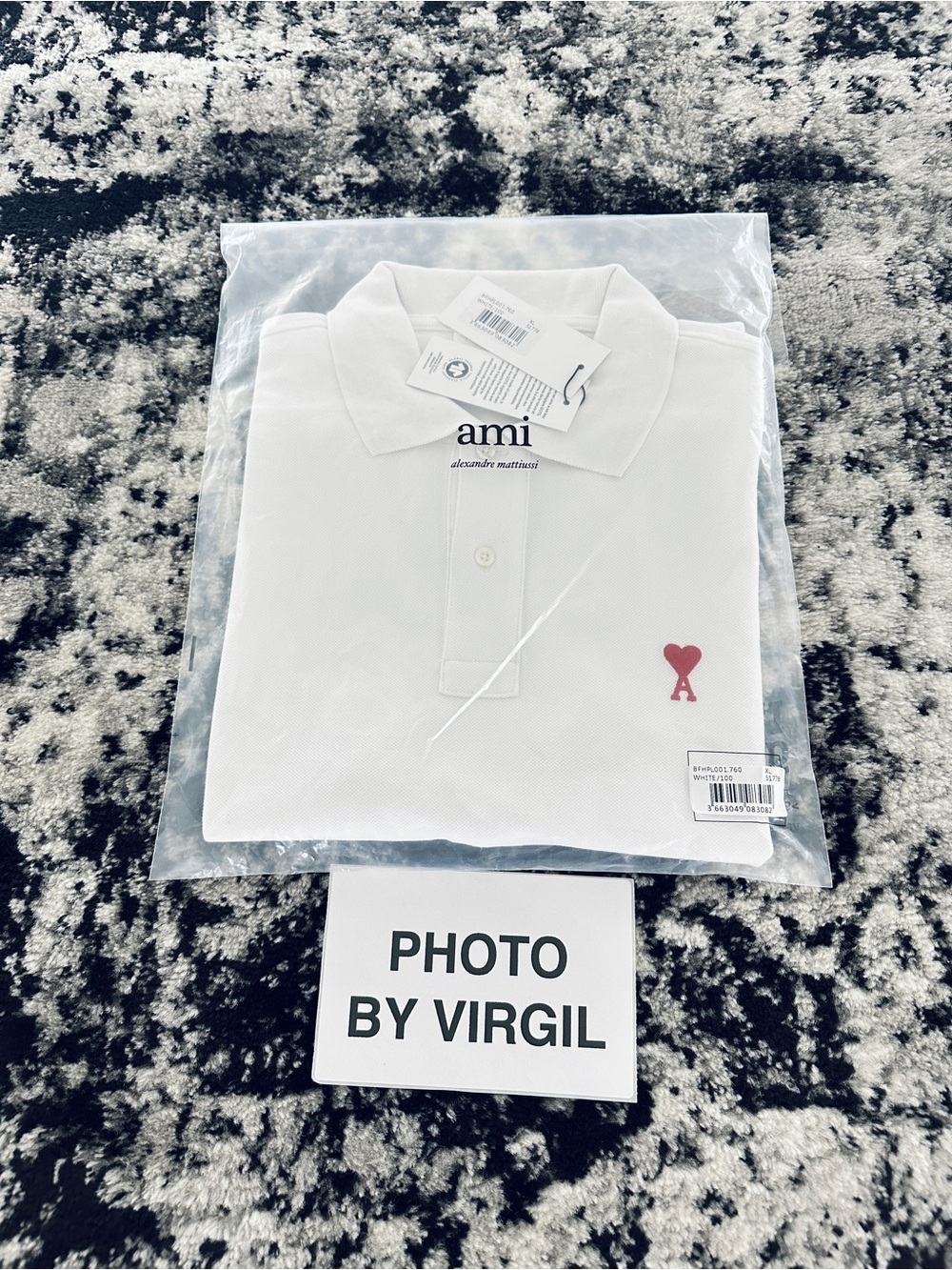 Men's Ami de Coeur Cotton White Polo Shirt NWT 100% Authentic